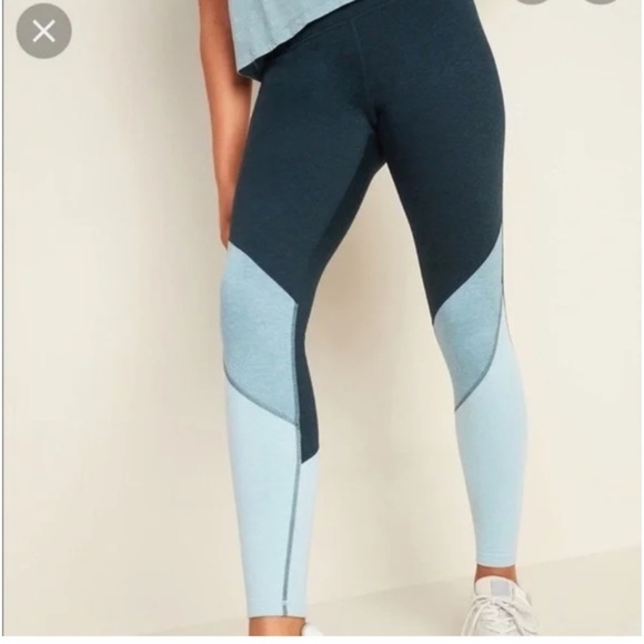 Old Navy active Elevate Green and Blue Leggings with Two-Tone Design L - Picture 1 of 4